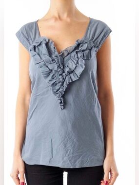 Banana Republic Blue Ruffle Sleeveless Top MED